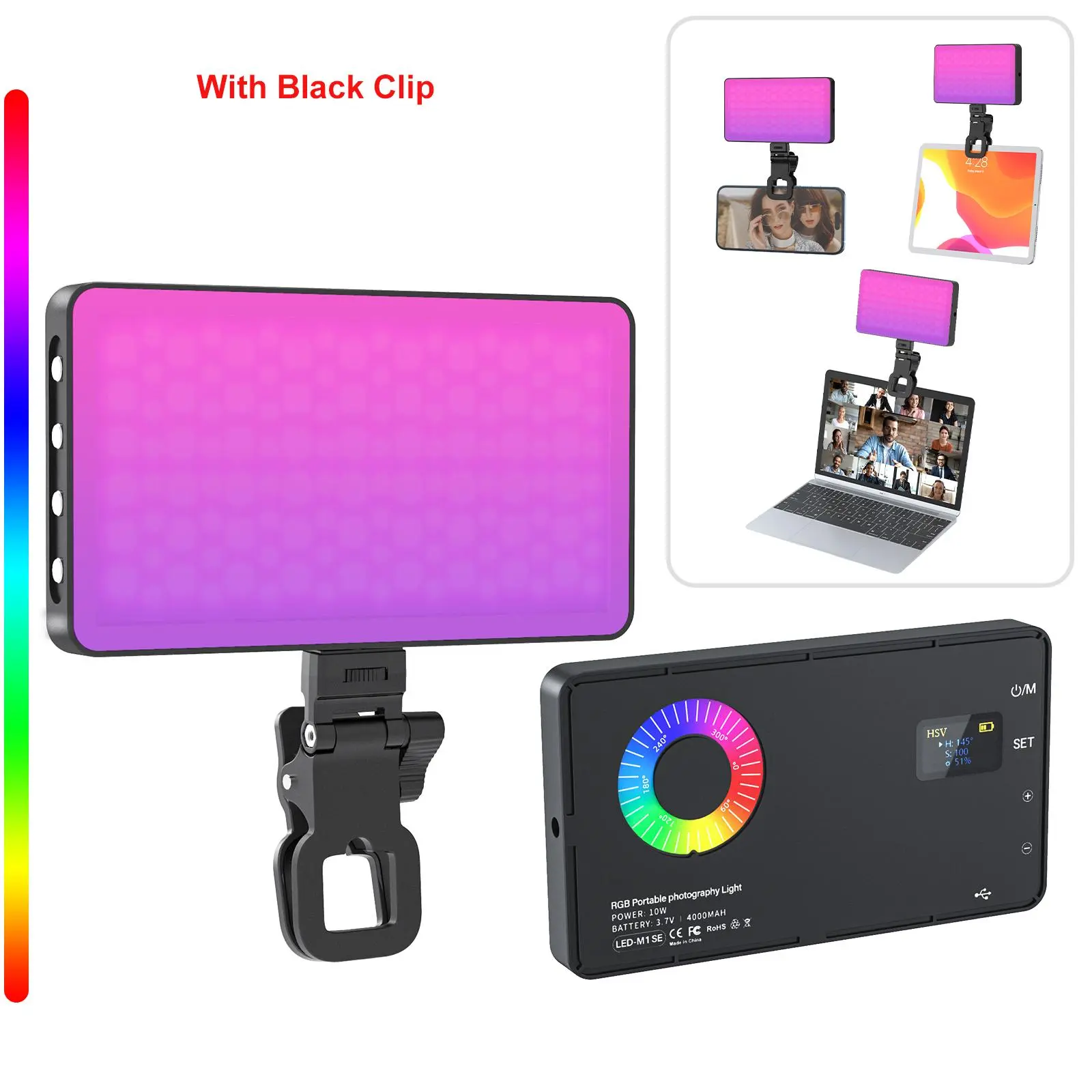 10w Full Color Photography Light, 360° RGB Portable Video Light with LCD Display, Ideal for Live Streaming and More, Photographic Fill Light, Photoshoot Light, Video Fill Lamp, Photo Lighting