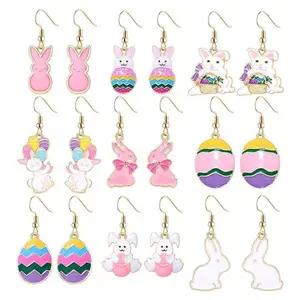 Easter Earrings for Women – 9 Pack Bunny & Egg Spring Drop Dangle Earrings Cute Holiday Jewelry Gift Set