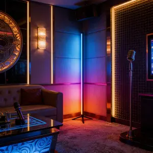 39.37-Inch Smart RGB LED Corner Lamp, Modern Floor Lamp with Music Sync for the Living Room, Button Control & USB Powered, Decorative, Atmosphere Lighting for Living Rooms, Bedrooms, Valentine's Day & Birthday Gift, LED Floor Lamps