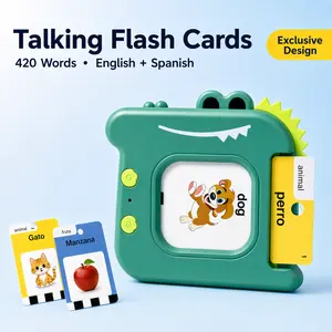 AHJ Bilingual Talking Flash Cards, 420 Words English Spanish Toddler Learning Toy for Ages 2-6, Screen-Free Educational Gift