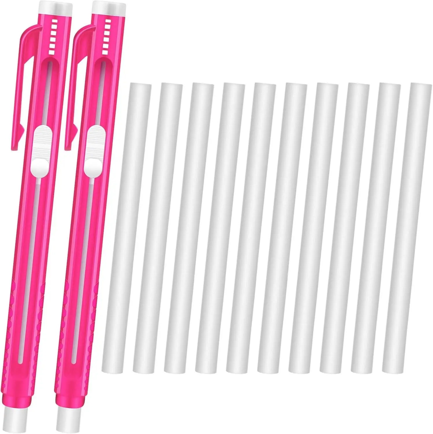 12 Pieces Retractable Mechanical Eraser Pen Bulks Retractable Mechanical Stick Eraser Refill for Teacher Gifts Painting Writing Office Daily Study (Rose Red)