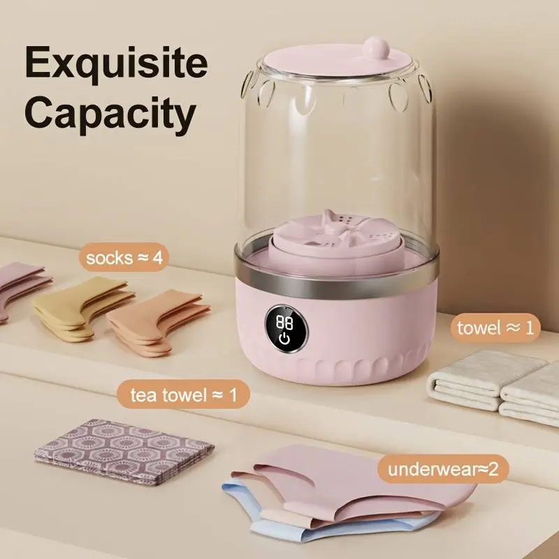 Portable mini washing machine, USB charging, high-quality impact-resistant underwear/underpants cleaning, compact and lightweight, suitable for apartments, dormitories, hotels, RVS and travel camping, Portable Laundry Washer