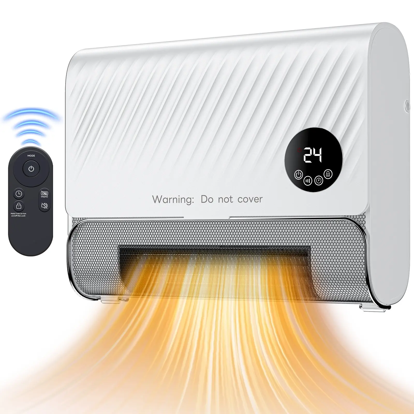 1500W Modern Rectangular Smart Wall-Mounted Electric Panel Heater, 120V Compact Indoor Heater with Remote Control, 3 Fan Speeds, Overheat Shut-Off, 1-12 Hours Setting for Bedroom, Living Room, Office