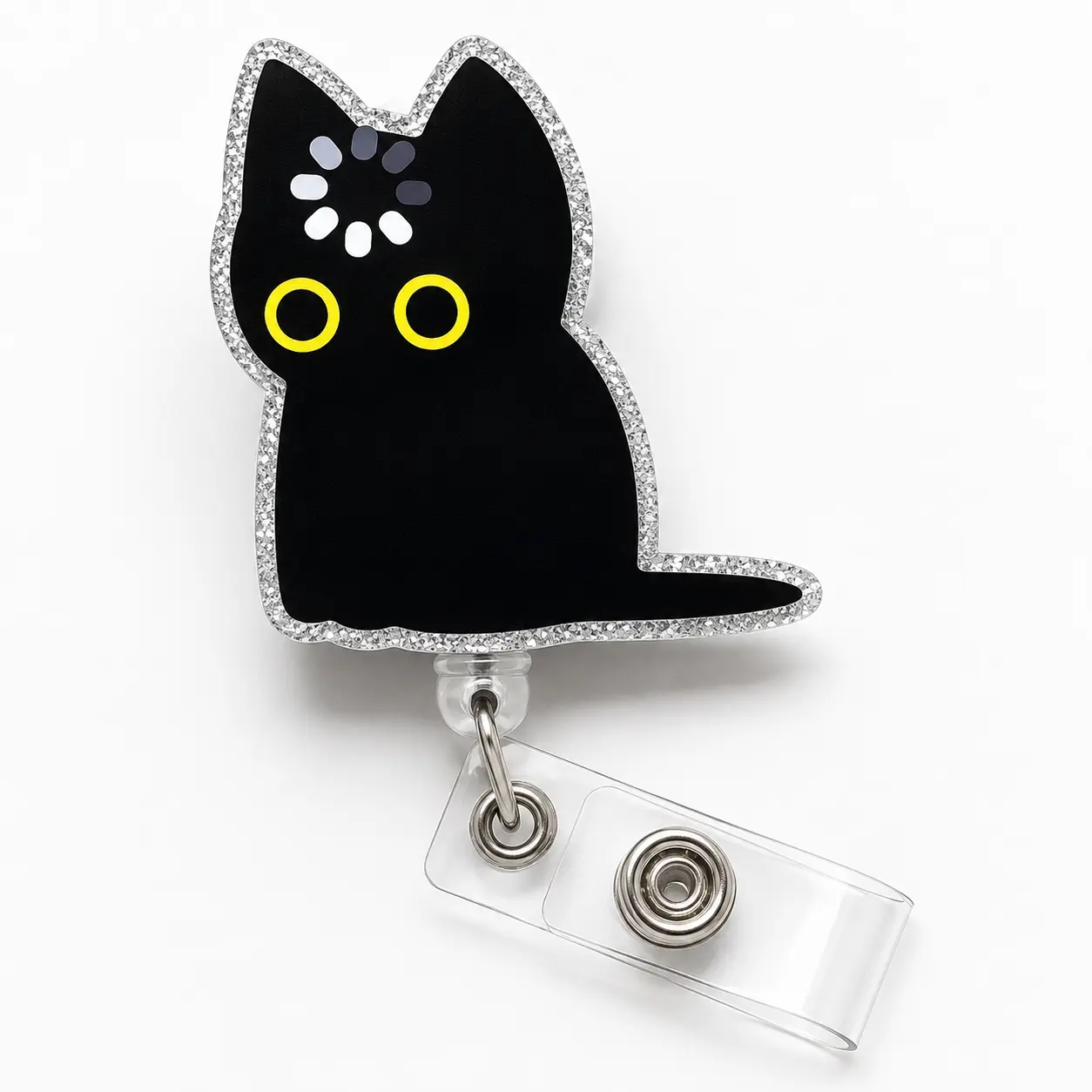 Funny Nurse Badge Reel, Black Cat Loading Badge Reels with Retractable Clip, Cute Cat Holder for RN LPN CNA Medical Worker Teacher Funny Nursing Student Office Gifts Accessories