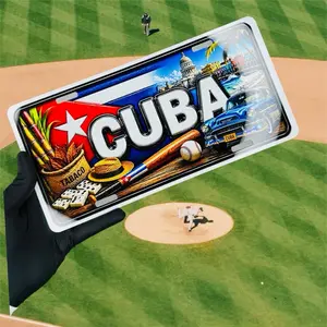 Vibrant Design Classic Cuba Car Number Plate, 6x12in Dominoes-Themed Accessory for Capital Pride & Cultural Roots Celebration