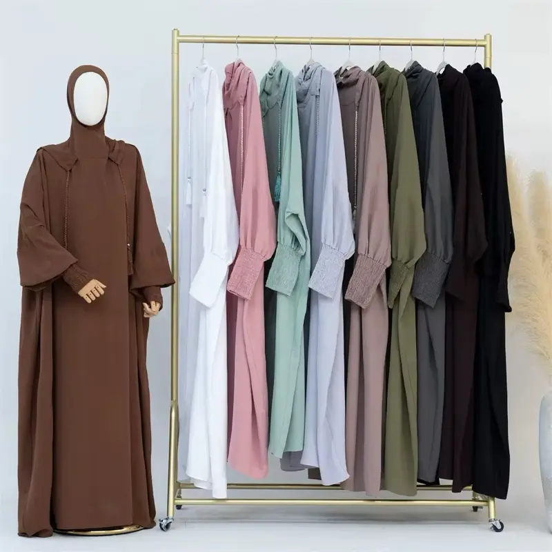 Elegant Modest Abaya Dress for Women - Soft Flowy Feminine Style with Oversized Comfort Fit, Hood Tassel Details, Loose Butterfly Sleeves, Ideal for Everyday Wear or Special Occasions