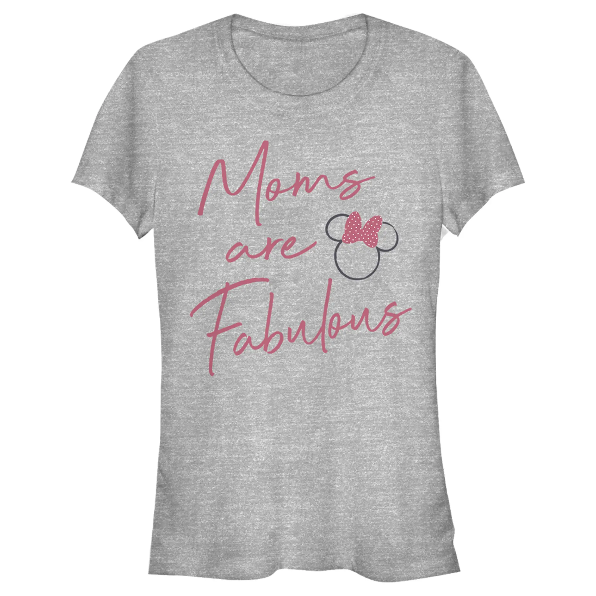Juniors Womens Mickey & Friends Mother's Day Minnie Pink Logo T-Shirt