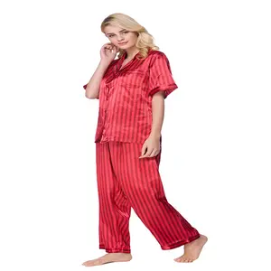 Marsgoo Women's Short Sleeves Classic Satin Pajama Set