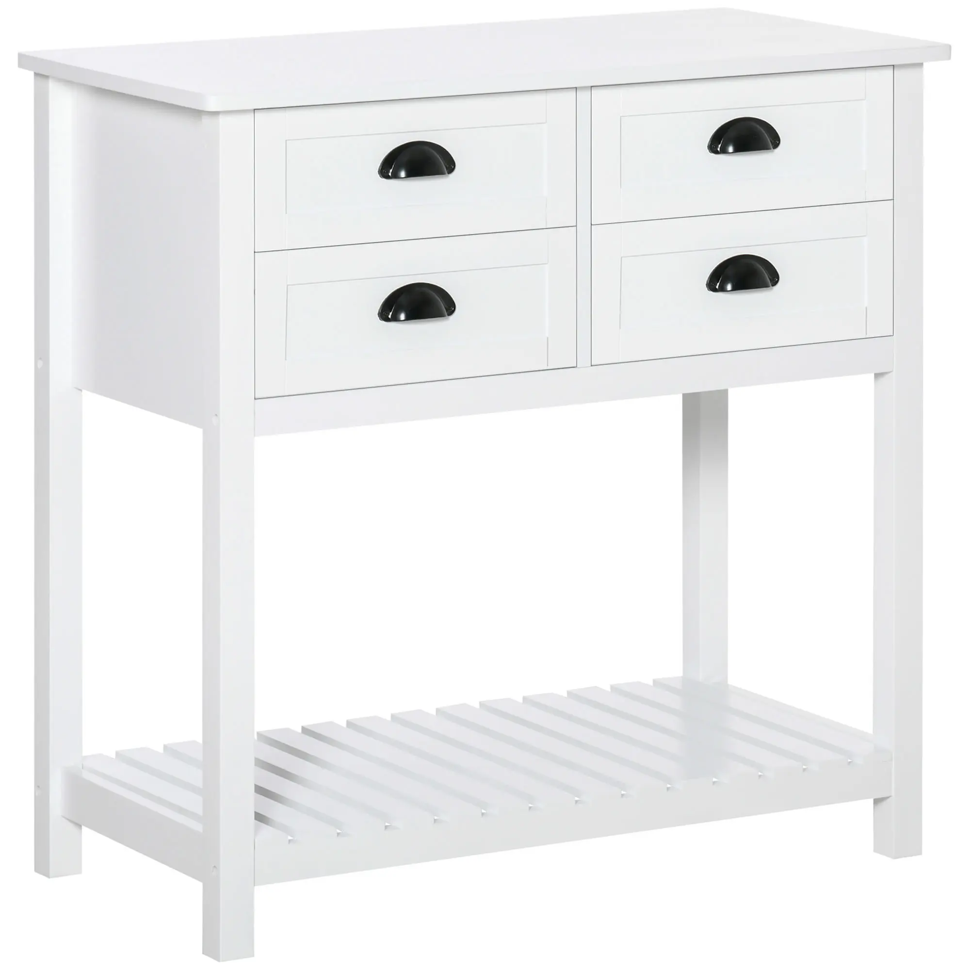 HOMCOM Coffee Bar Cabinet, Sideboard Buffet Cabinet, Kitchen Cabinet with 4 Drawers and Slatted Bottom Shelf for Kitchen, Living Room, Gray