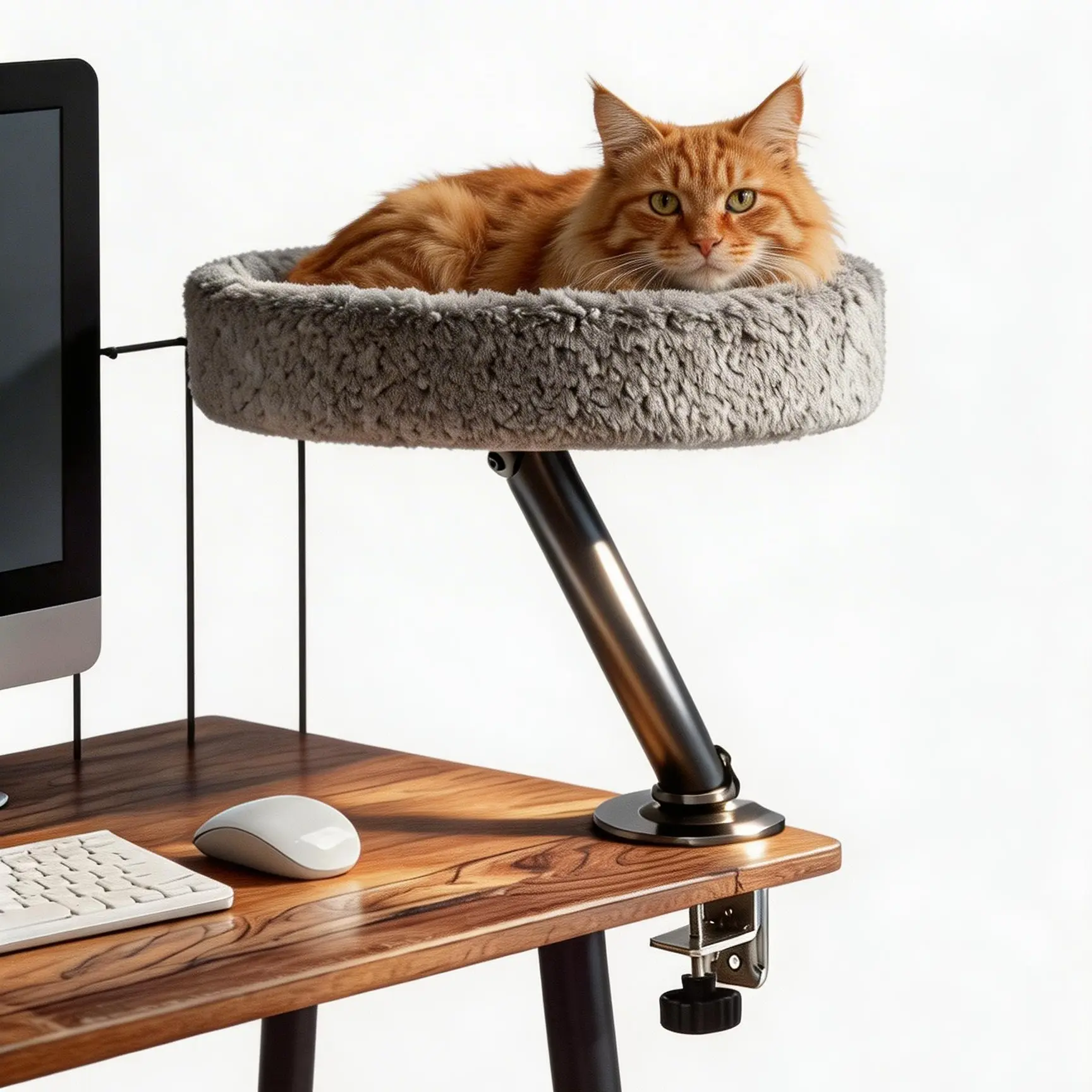 360° Rotating Floating Cat Bed Modern Desktop Cat Nest for Fun & Comfort Bedding Easy Install Clean Adjustable，Desk-Mounted Cat Bed for Work, Gaming & Desk Setups Height Safe Secure Desk Perch Work from home cat stuff cat toys Home