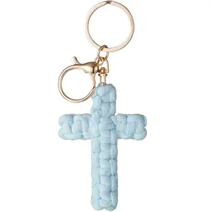 Crochet Cross Keychain Jesus Key Chain Christian Car Accessories Handmade Soft Cross Keychain Boho Decor for Women Men Gifts 2026