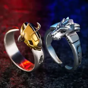 2pcs Anime Digimon Digital Monster Ring Garurumon Unisex Cosplay Adjustable Opening Angel Angewomon Rings Accessories Jewelry Gifts