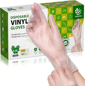 100PCS Disposable Vinyl Gloves | Food Safe, Latex-Free, Powder-Free Clear Plastic Gloves for Cooking, Food Prep, Kitchen, Cleaning & Food Handling