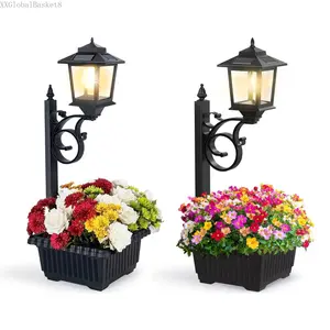Pcs Solar Post Light With Planter, Room Decor For Easter Wedding Decorations, Black Post Light, 2 In 1 Outdoor Solar Post Light For Porch Front Door Patio Roadside DecorationXXGlobalBasket8
