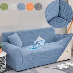 Waterproof Leaf Jacquard Sofa Cover Set with Pillow Case Pet Scratch Resistant Durable and Stylish Living Room Decor Washable Sofa Slipcover