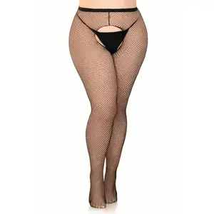 Ginny Plus Fishnet Crotchless Tights