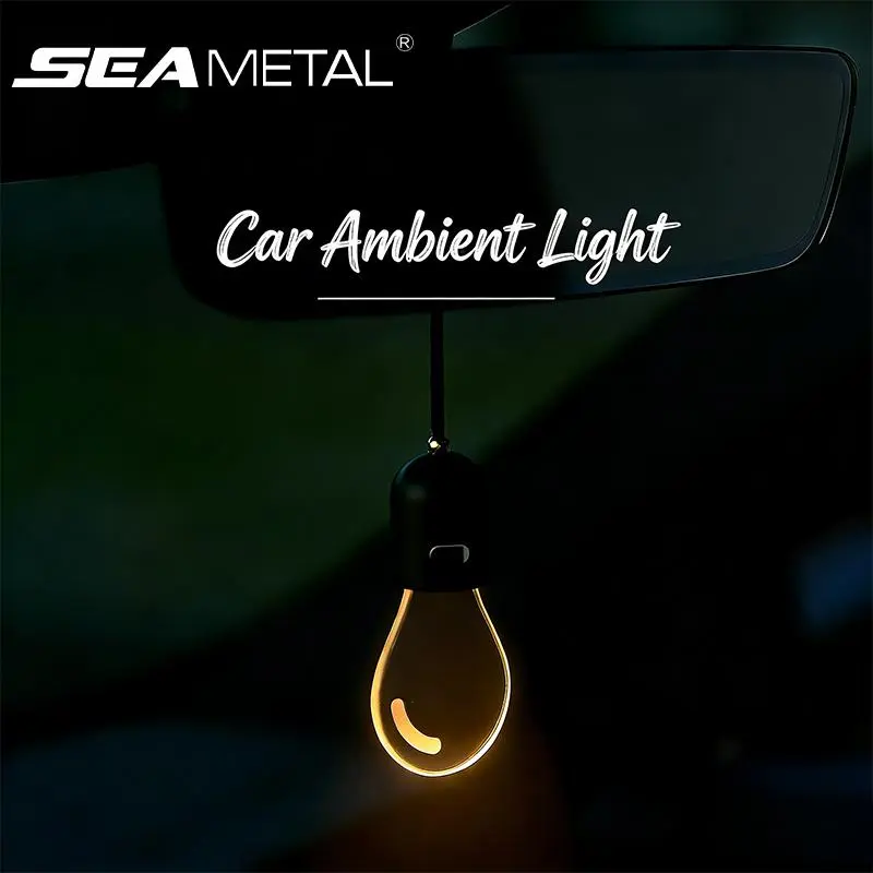 SEAMETAL Elegant Bulb Light Car Pendant Mirror Hanging Soft Glow LED Ambient Light Night Light Decoration Ornament for Vehicle