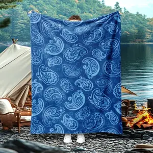 1 Piece Colorful Blue - White Paisley Pattern Throw Blanket, Soft & Comfortable, Multi - Spec Available, Suitable for Outdoor, Travel, Camping, Sofa, Bed Use, Elegant Traditional Design, Ideal for Spring & Summer Naps, Versatile Bedding Textile