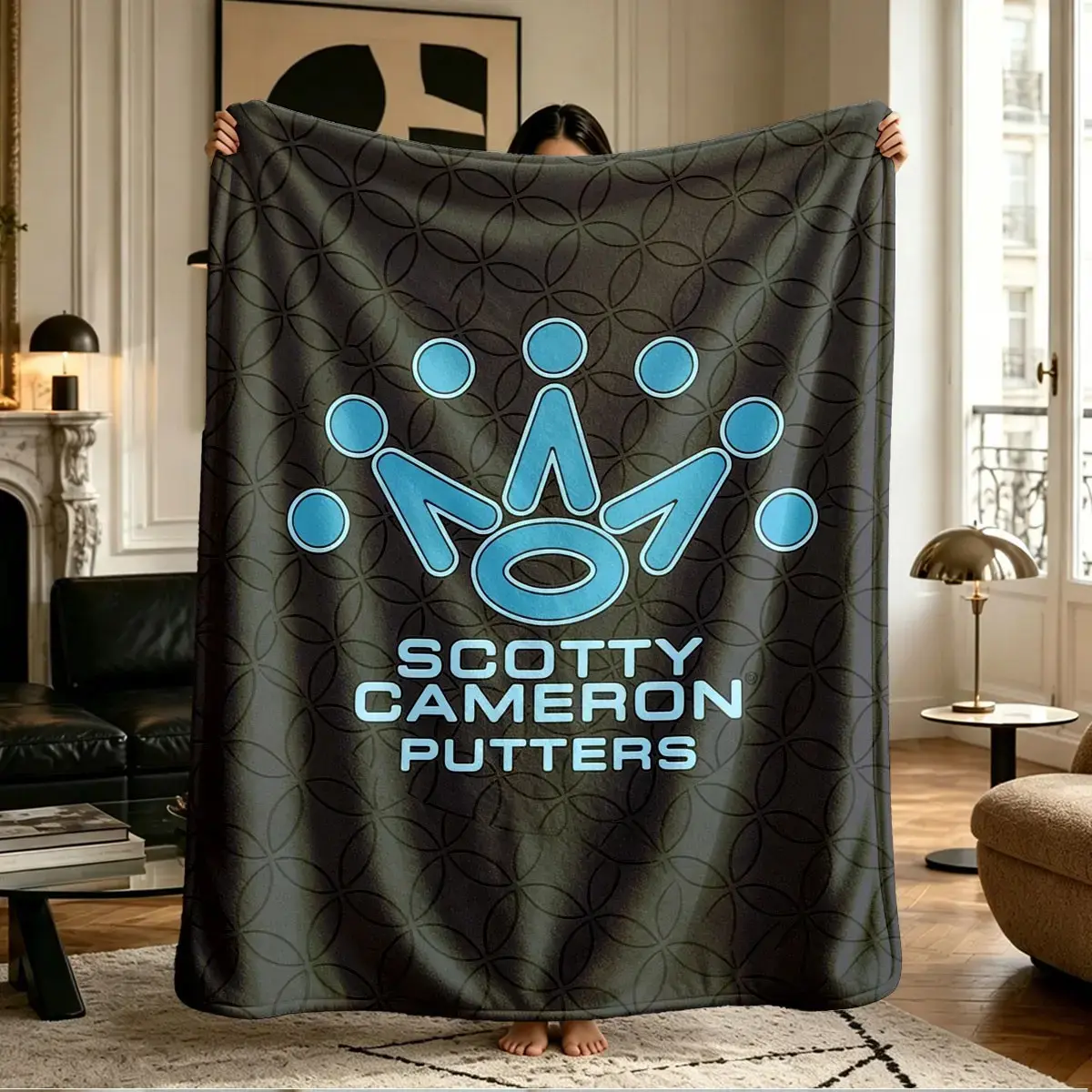 Scotty Cameron golf crown print flannel blanket, warm and comfortable, is an ideal choice for the bed, sofa, office, camping, and travel.