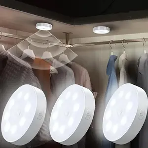 Motion-Sensor LED Light, USB Rechargeable Round LED Light, Dimmable Night Light for Bathroom, Storage Cabinet, Stairway, Corridor & Office Space, Indoor Lighting, Home, Modern