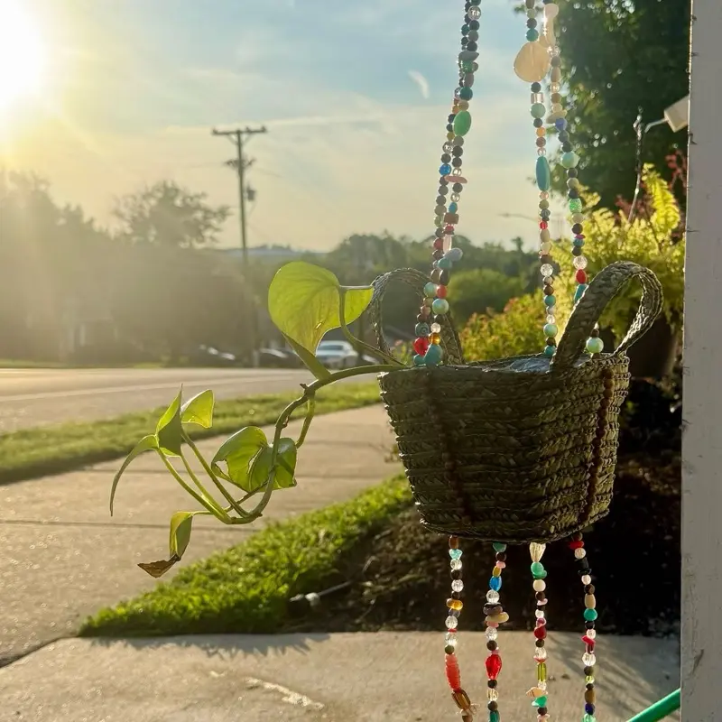 Hanging Beaded Basket Plant Holder