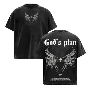 God Plan Jesus Wing Cross Vintage Washed Graphic Tee Christian Apparel Streetwear Oversized Gym Pump Cover Heavyweight Shirt Easter Faith Based Mens Womens Unisex Drop Shoulder Retro Acid Wash Aesthetic Grunge Alt Clothing Baggy Y2K Edgy Tops