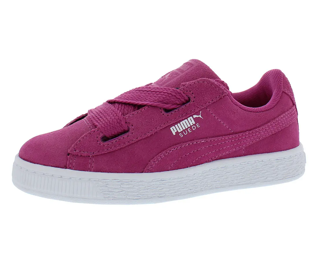 Puma Suede Heart PS Girls' Casual Sport Shoes - Soft Suede Touch, Heart Shape Design, Laces, Lace-Up Closure, All Seasons, Ideal for Sportswear