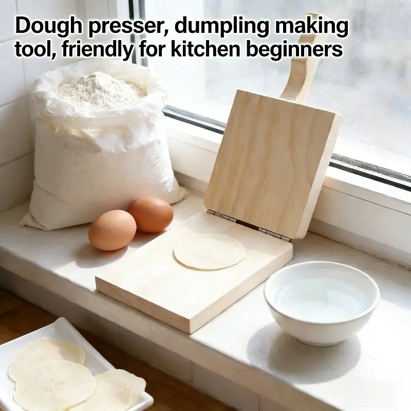 New Professional Dumpling Skin Press, Handcrafted Wooden Dough Flattener, Time-Saving Kitchen Accessory, Beginner-Friendly, Great for Family Cooking & Commercial Kitchens, Non-Stick & Easy to Clean