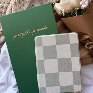 Green checkered Kindle Case