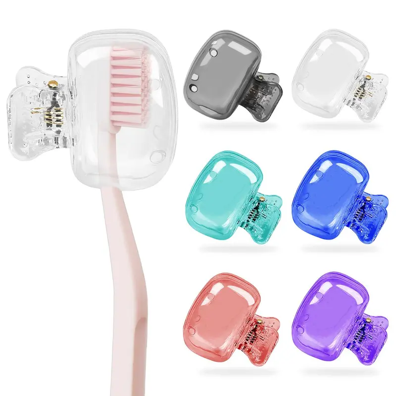 Travel Toothbrush Head Cover, 6 Counts/set Portable Toothbrush Protector Caps, Protective Brush Pod Case for Home, Travel, School & Business, Dustproof Toothbrush Holders