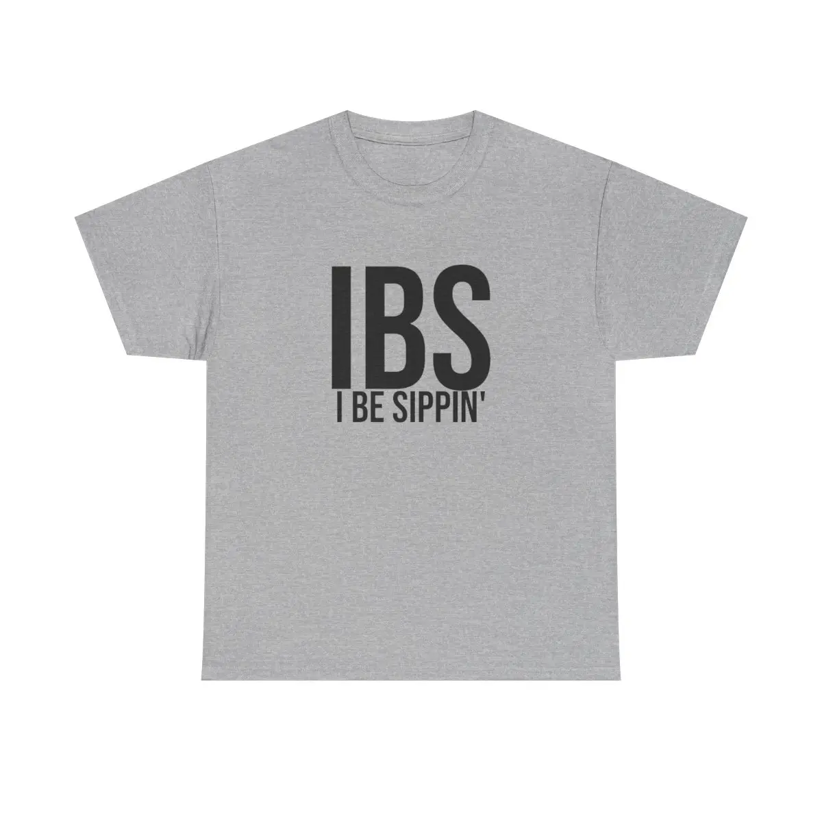 Simba Medium Fitted Cotton Tee with Playful IBS Slogan, Crew Neck and Short Sleeves - Crewneck Underwear Stylish Menswear Classic Soft Man Top