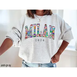Milan Italy 2026 Sweatshirt, Winter Sports 2026 Sweater, Country Flags, Ski Jumping Snowboarding Ice Hockey Fan