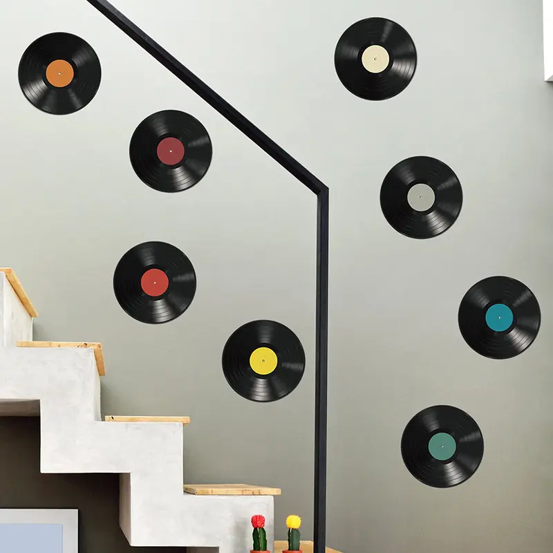 8pc Classic Music Vinyl Wall Stickers for Home Decoration, Ideal for Bedroom Living Room and Dormitory Decor, Music-Themed Stickers for Wall Art, Wall Decal, Sticker Decorations, Decoration Items