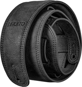 LEKATO LGS-7 Bass Guitar Strap 2.5” Wide Leather Bass Guitar Strap with Thicken Foam Padded Adjustable Length from 41” to 51” Leather Valentine's Day Gift