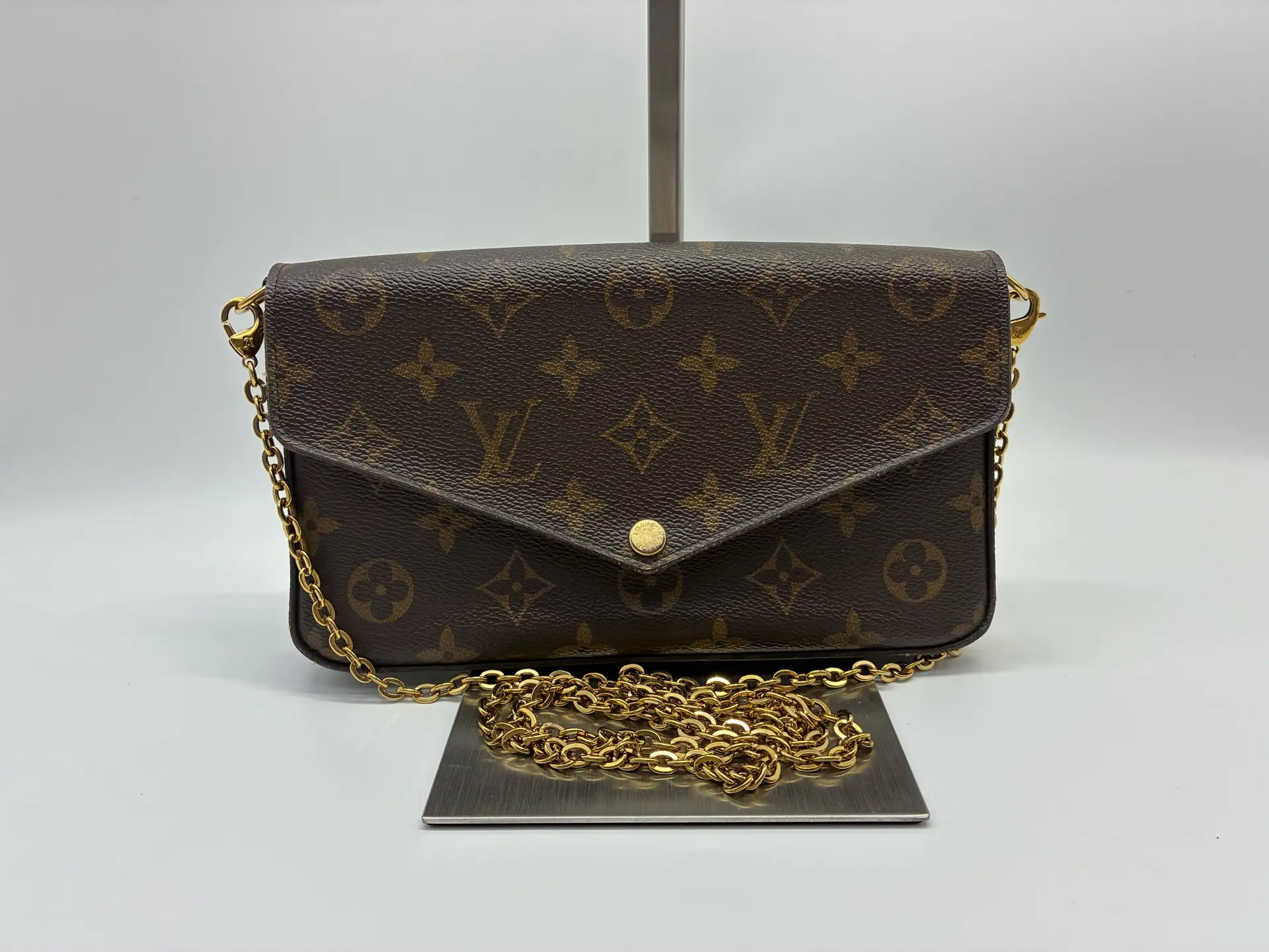 Pre-owned Louis Vuitton Pochette Félicie Monogram Canvas Chain Crossbody Bag fullset 2019