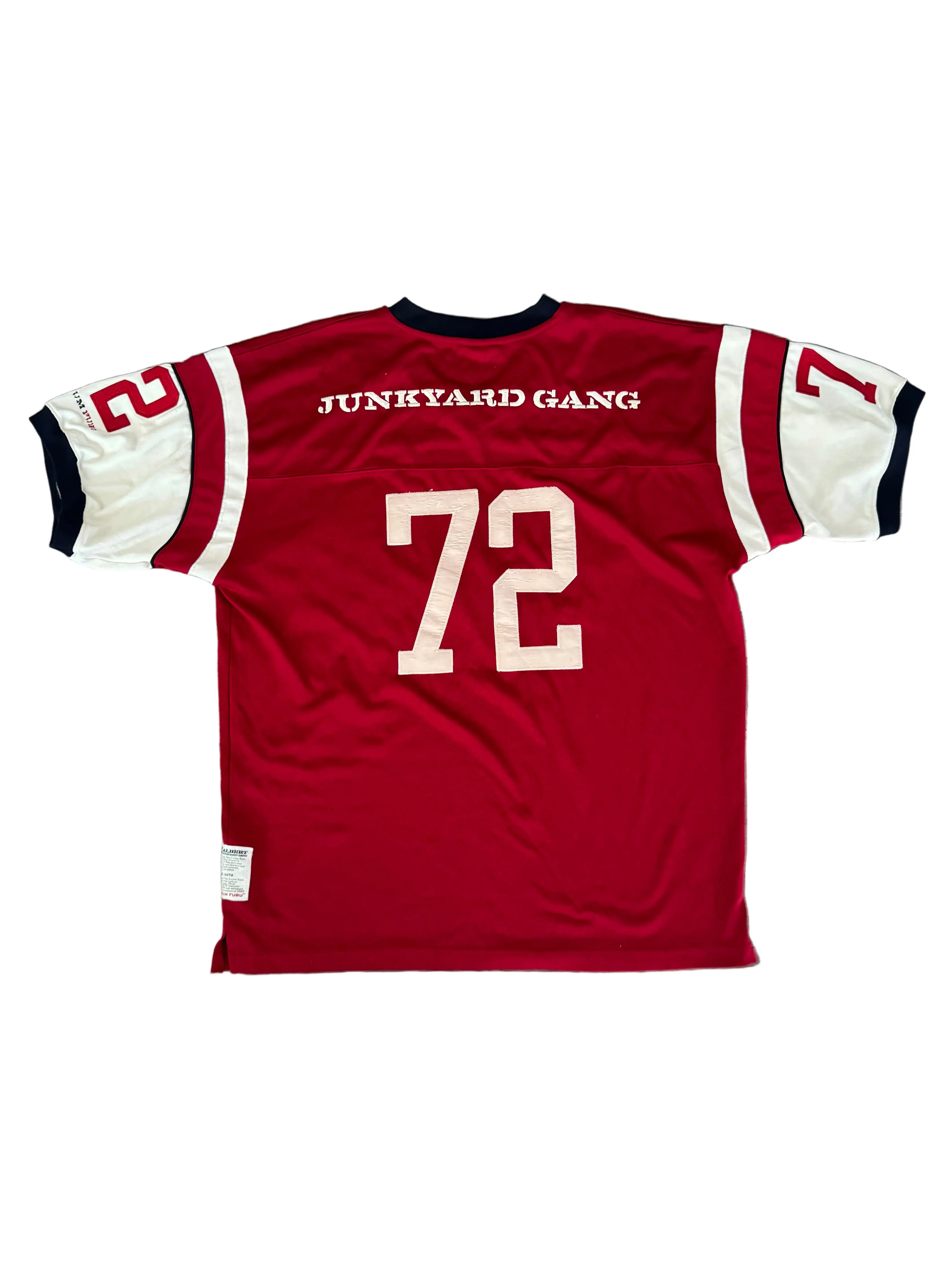 FUBU Platinum Junkyard Gang Football Jersey – Red #72 | Vintage 90s Hip Hop