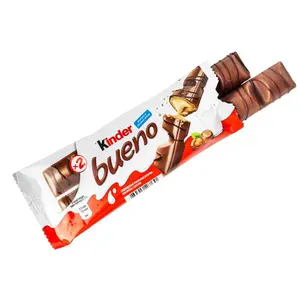 Kinder Bueno Chocolate Milk Bar with Hazelnut Filling and Dark Chocolate Drizzle - Snack