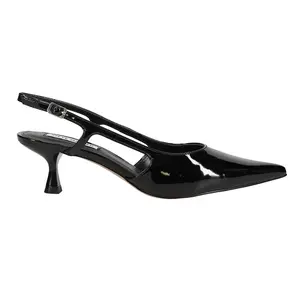 Steve Madden Womens Legaci Pointed Toe Slingback Kitten Pumps Dress Casual Low Heel 1-2" - Black