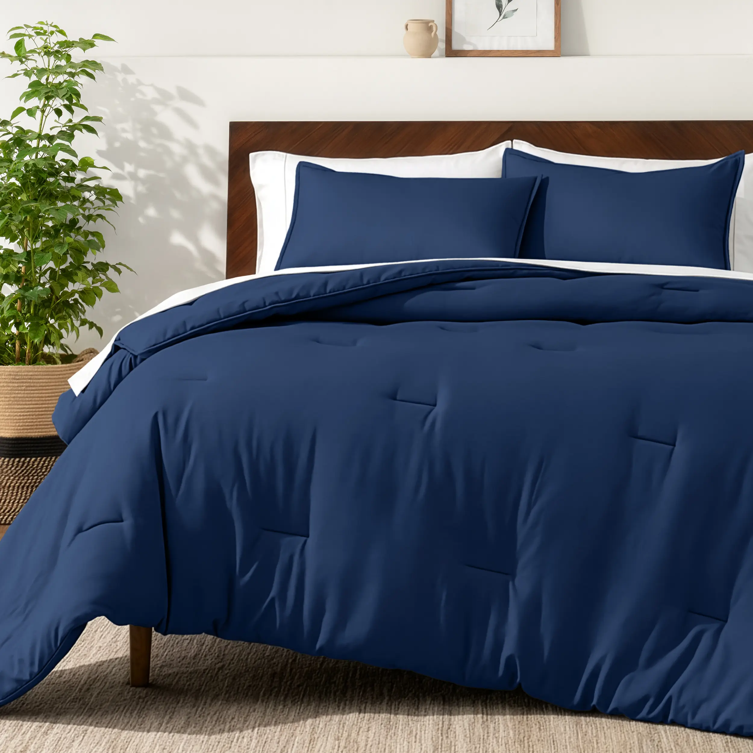 Bare Home Classic Hypoallergenic Down Alternative Track-Stitch Bedding Set - Soft Touch, Wrinkle-Resistant, Machine-Washable All-Seasons Comforter for Multi-Size Beds (Full, Queen, Oversized Queen, King/Cal Oversized King)