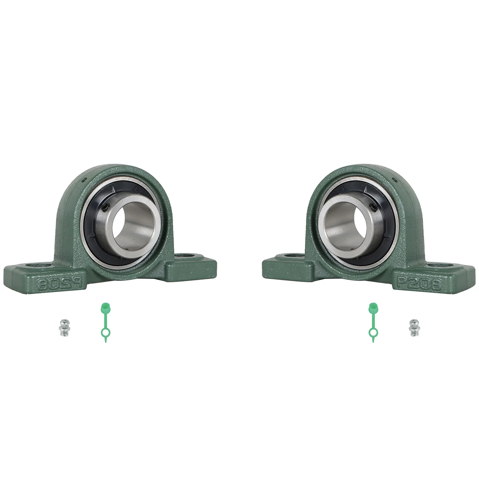 2-Pack Metal Mechanical Hardware Self-Aligning Pillow Block Bearings, 2*UCP 208-24 Solid Base 2-Bolt Design, 1-1/2 in Bore, 29.50 Kilonewton, Solid Cast Iron Housing, Heavy Duty Components