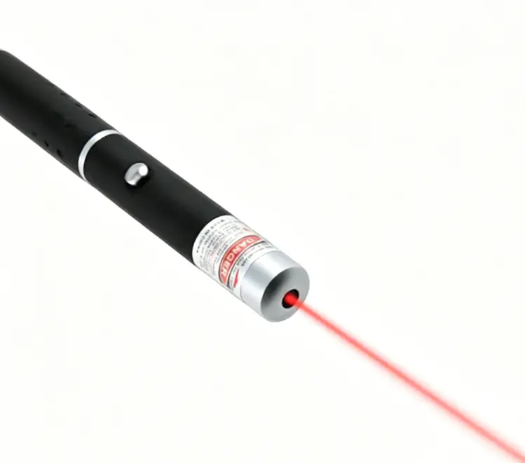 Red Compact & Versatile Laser Pointer Pen - 15cm Device, Single Point, Light Guide Star Pattern, Push Button, Hand Finger Flashlight for Teaching, Office Use
