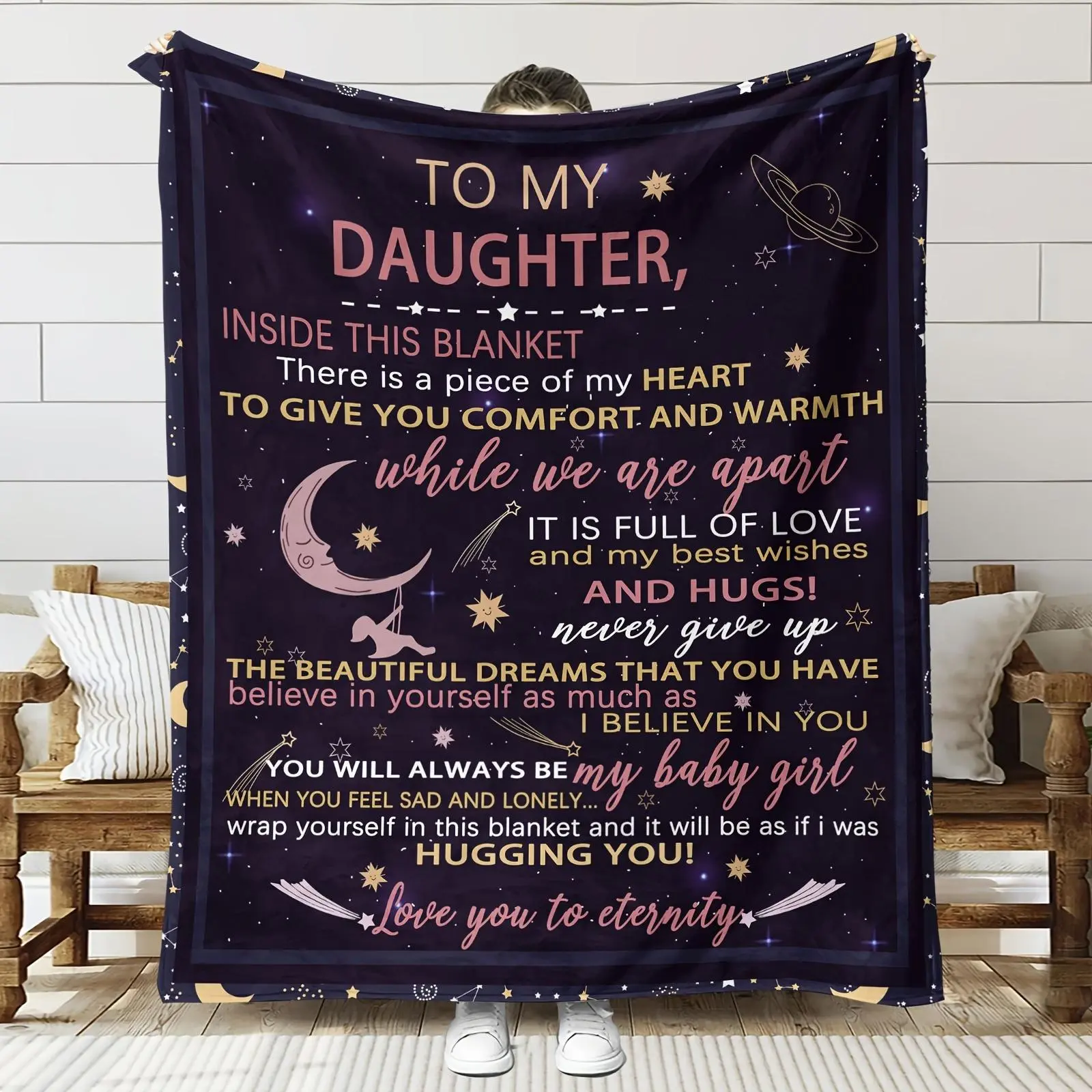 Flannel Blanket - Lightweight Cozy, Warm, Tear-Resistant with Vibrant Print, Heartwarming Christmas/Wedding Gift for Family, Suitable for Sofas, Camping