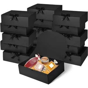 12Pack Black  Boxes with , 12x9.8x3.1 Inch Groomsmen Proposal Box, Luxury Black  Box with Ribbon for Bridesmaid Box, Graduation, Christmas, Wedding, Birthday, Party