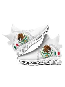 Men's Mexico Flag Eagle Print Lace Up High Top Sneakers, Fashion Running Sneakers, Casual Comfortable Breathable Sports Running Shoes, Male All-match Round Toe Athletic Shoes for Training & Daily Wear