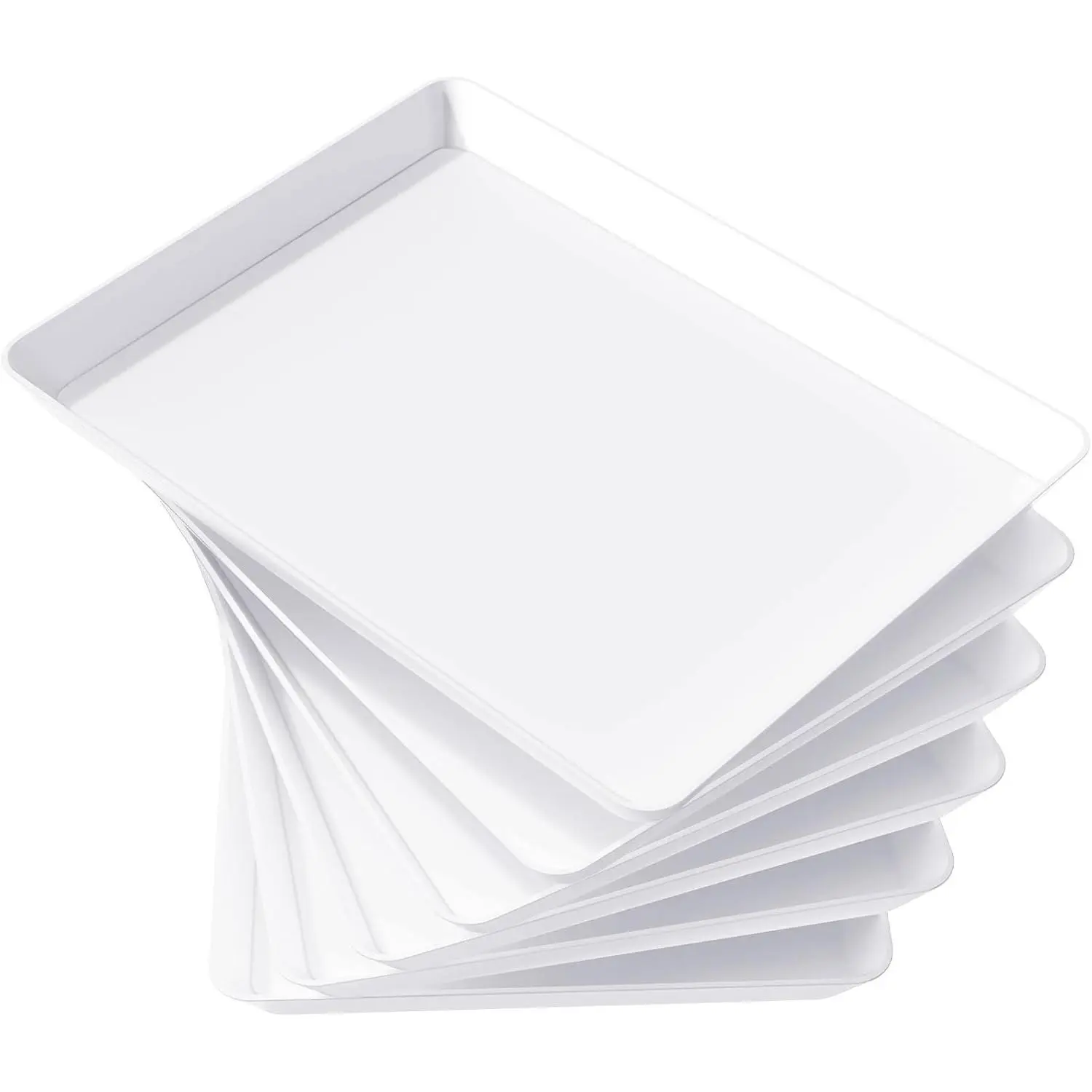 Serving Tray for Party Supplies,  Serving Platter for Catering, Snack, Fruit, Charcuterie, Appetizer, Plastic  Trays, Hosting Essentials, , 6 count, (16" x 12")