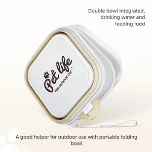 Portable Outdoor Double-Layer Pet Feeder Bowl Set - Food & Water Combo for Dogs and Cats