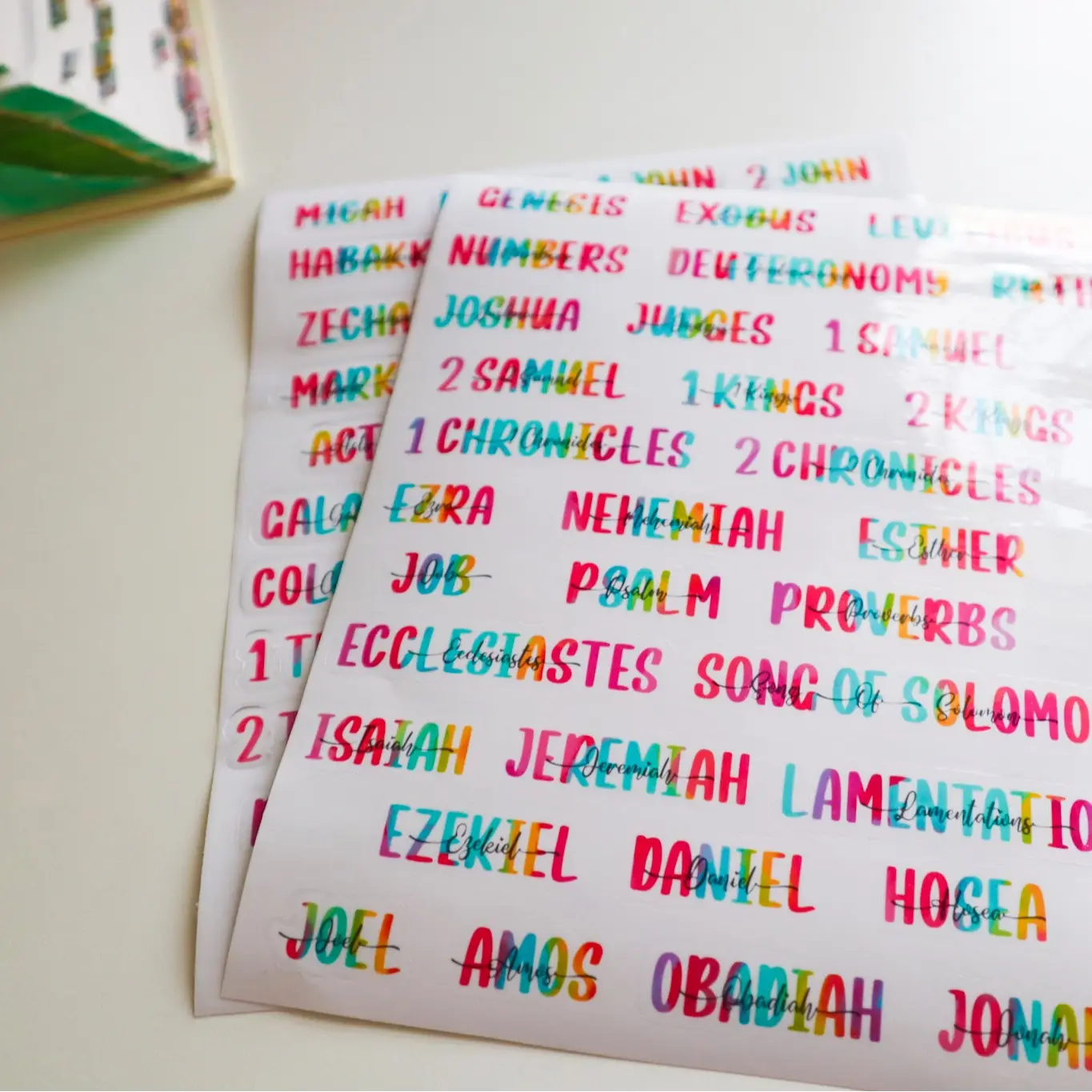 Books of the Bible Header Clear Vinyl Sticker Labels|