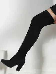 Women's Sexy Over-The-Knee Business Fashion Boots, Textile Upper, Rubber Sole, Fall & Winter Fashion, Comfortable Shoe Inner Length, Stylish Boot Style
