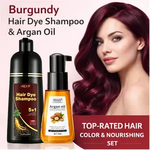 ALVP 2026 5-in-1 Herbal Hair Dye Shampoo for Men WomenCovers Gray Dark Hair Long Lasting Color Nourishes Scalp4 Shades Golden Brown   Gentle Plant  Haircare Ginseng Serum Gift