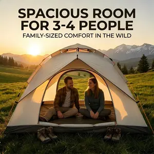 Camping Tent, Automatic Quick Open Outdoor Tent, Automatic Sunshade Canopy, 4-Person Beach Fishing Tent, Portable Camping Tent, Suitable for Hikinuntaineering, Hunting, and Other Outdoor Activities. essentials Quick-Open Double-Layer